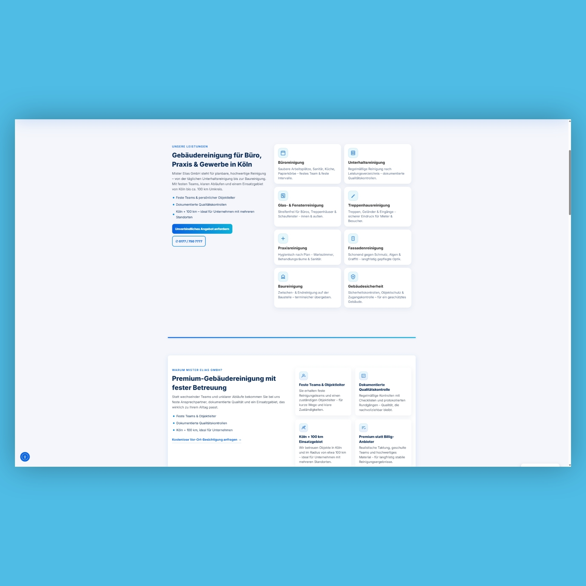 Screenshot der Mister-Elias-Webseite, Ansicht 2
