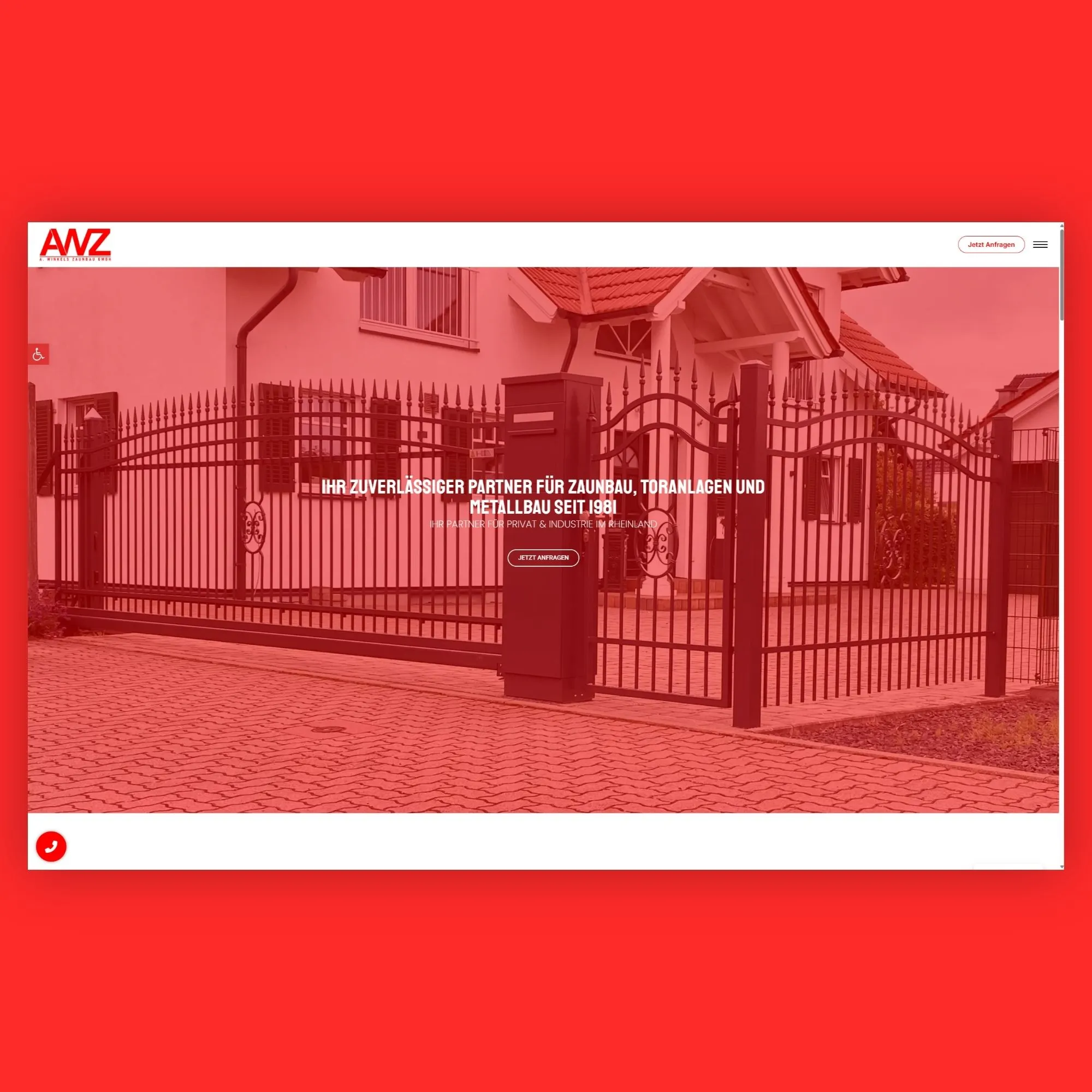 Screenshot der Winkels-Zaunbau-Webseite, Ansicht 1